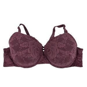 Torrid 360 Back Slimming Push-Up Plunge Bra 46D Purple Lace Lacy Sexy Padded